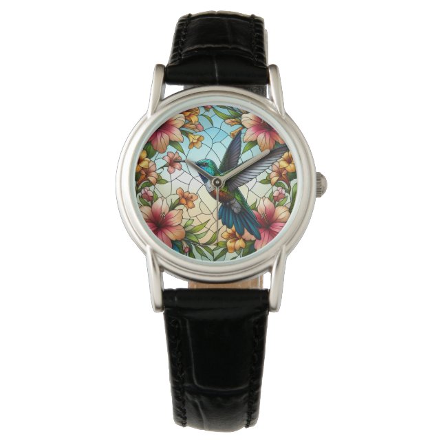 Elegant Hummingbird Glas Effekt Armbandsur (Framsida)