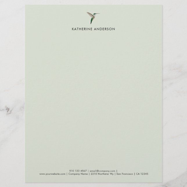Elegant Hummingbird Letterhead Brevhuvud (Framsida)