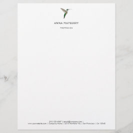 Elegant Hummingbird Letterhead Brevhuvud