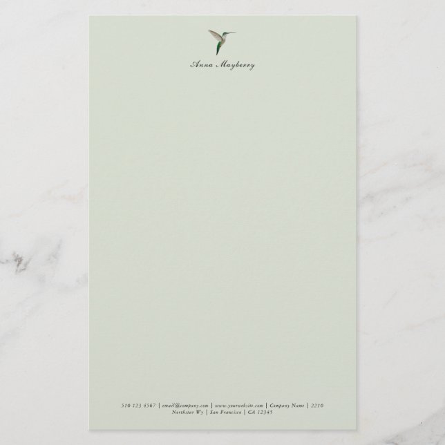 Elegant Hummingbird Letterhead Brevpapper (Framsida)