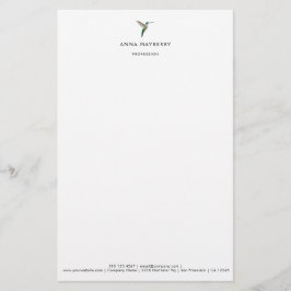 Elegant Hummingbird Letterhead Brevpapper