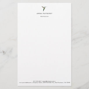 Elegant Hummingbird Letterhead Brevpapper