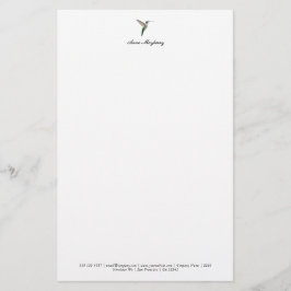 Elegant Hummingbird Letterhead Brevpapper
