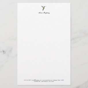 Elegant Hummingbird Letterhead Brevpapper