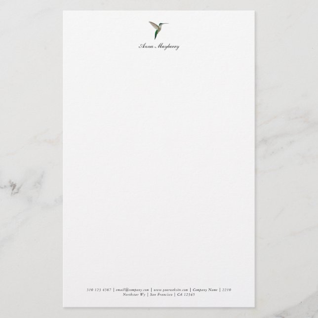 Elegant Hummingbird Letterhead Brevpapper (Framsida)