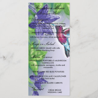 elegant hummingbird lila blommor bröllop meny