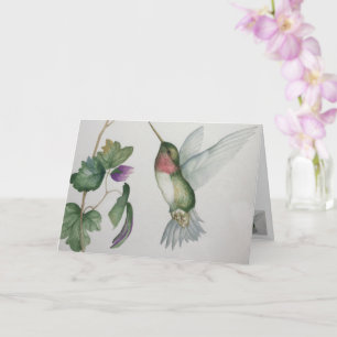 Elegant Hummingbird Vattenfärgkort Tom hälsning Kort