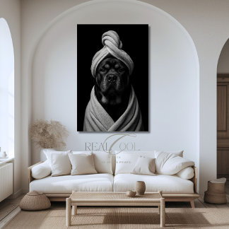 Elegant Hund Art av "Duke" i Towel Turban Poster