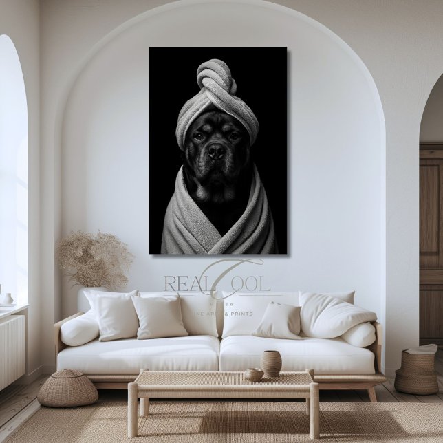 Elegant Hund Art av "Duke" i Towel Turban Poster (Skapare uppladdad)