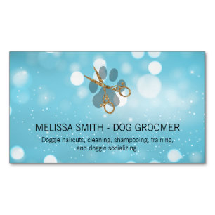 Elegant Hund Groomer Blåstövel Magnetiska Visitkort