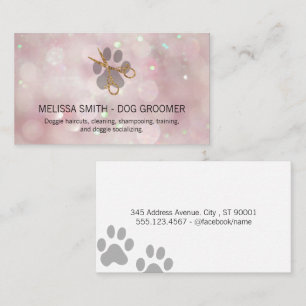 Elegant Hund Groomer Rosa Bokeh Visitkort