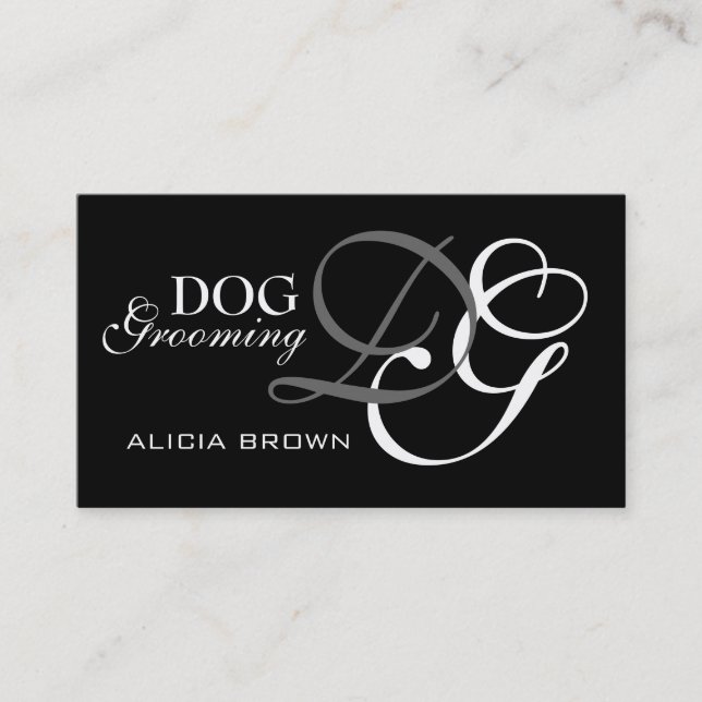 Elegant Hund Grooming Affärskort Monogram Visitkort (Framsida)