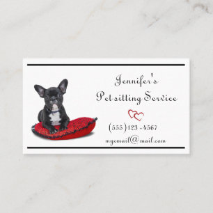 Elegant Hund på Pillow Pet Sitta Groom Service Visitkort