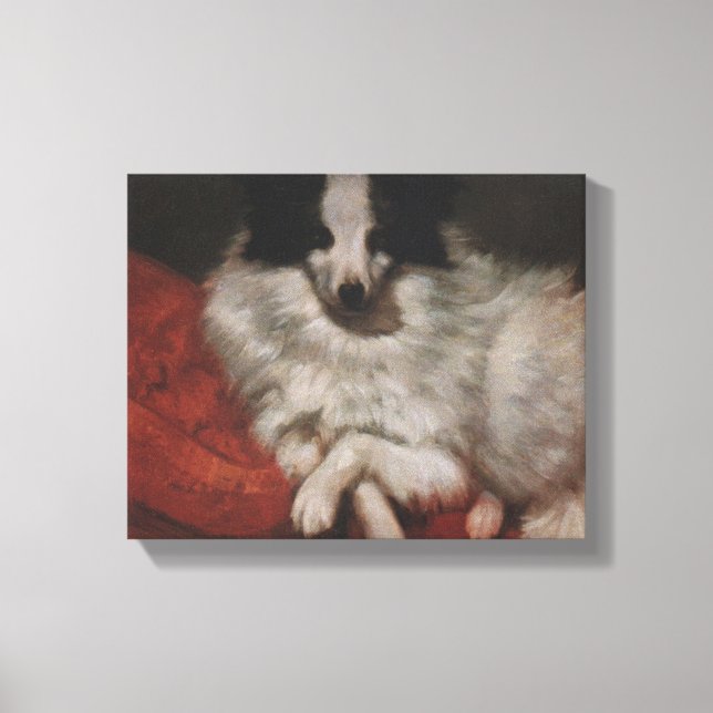 Elegant Hund Sitta på en kushion (Gustave Courbet) Canvastryck (Framsida)