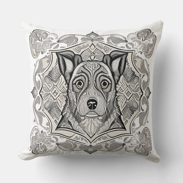 Elegant Hund Skiss Linje Konst Modern Minimalistis Kudde (Framsida)