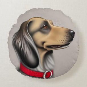 Elegant hund, sofistikerad husdjur-porträtt heminr rund kudde