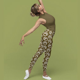 Elegant Hund tassar brun Leggings