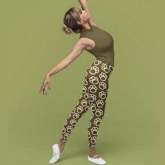 Elegant Hund tassar brun Leggings