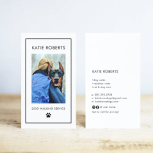 Elegant Hund Walking Pet Sitter Photo Visitkort