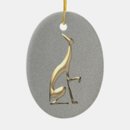 Elegant hundsilhuett guld och silver julgransprydnad keramik