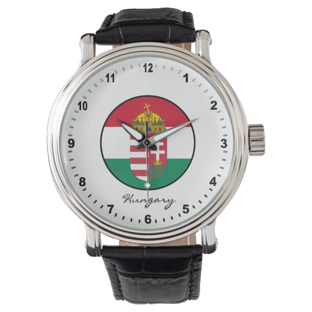 Elegant Hungary Watch & Hungary Flagga Armbandsur (Framsida)