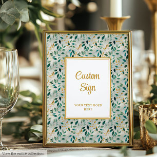 Elegant Hunter Grönt Guld Greenery Bröllop Anpassn Poster