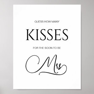 Elegant Hur Många Kyssar Bröllopsduschspel Poster