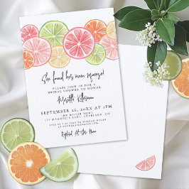 Elegant Huvudpress Citrus Bröllopsdusch Inbjudningar