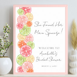 Elegant Huvudpress Citrus Bröllopsdusch Välkommen Poster