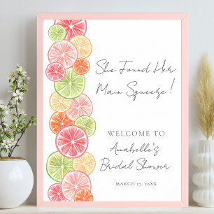 Elegant Huvudpress Citrus Bröllopsdusch Välkommen Poster