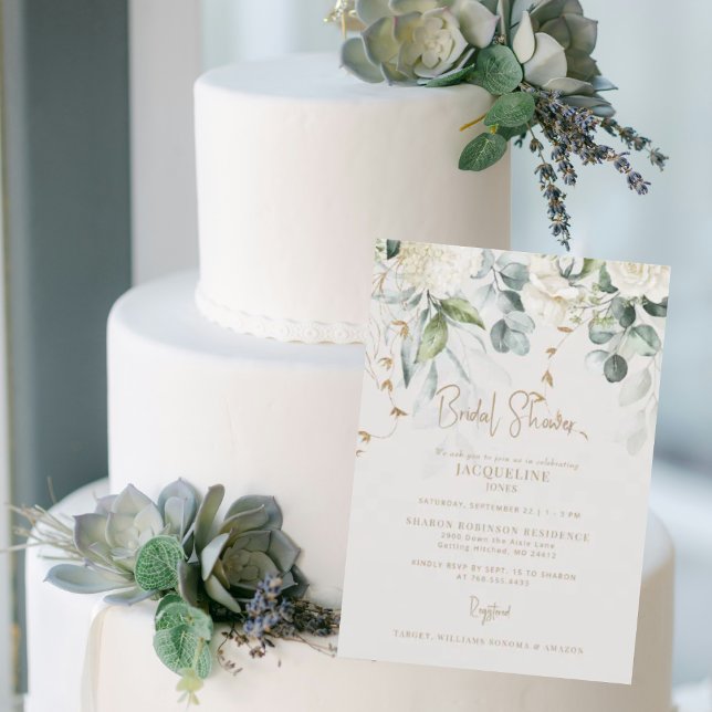 Elegant Hydrangea Beige Inbjudningskort för möhipp (Skapare uppladdad)