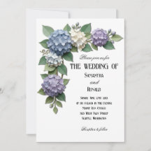 Elegant Hydrangea Blommig Hörnvigselinbjudan