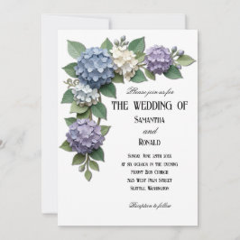 Elegant Hydrangea Blommig Hörnvigselinbjudan Inbjudningar