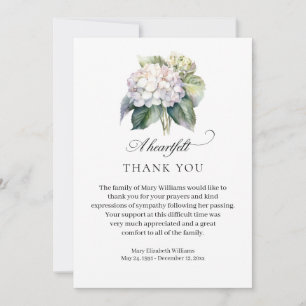 Elegant Hydrangea Blommigt Funeral Tack Kort