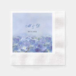 Elegant Hydrangea Blue Blommigts Bröllop Napkins Pappersservett