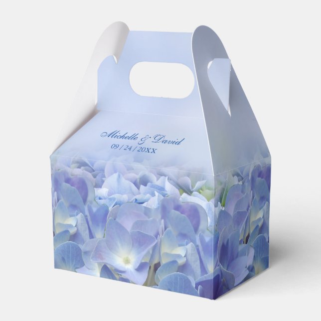 Elegant Hydrangea Blue Blommigts Wedor Favor Box Presentaskar (Framsidan Sidan)