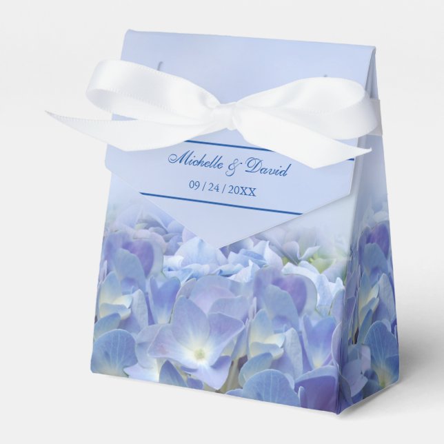 Elegant Hydrangea Blue Blommigts Wedor Favor Box Presentaskar (Framsidan Sidan)
