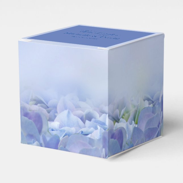 Elegant Hydrangea Blue Blommigts Wedor Favor Box Presentaskar (Framsidan Sidan)