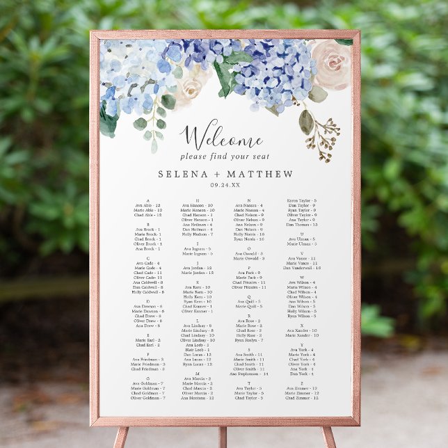Elegant Hydrangea Bröllop-sätesdiagram Poster (Skapare uppladdad)