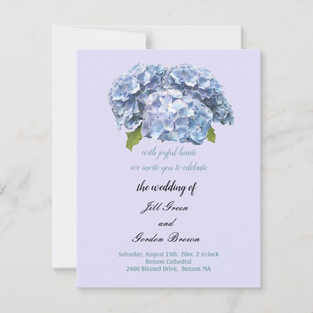 Elegant Hydrangea Bröllopsinbjudan Inbjudningar (Framsida)