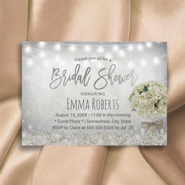 Elegant Hydrangea Burk Rustic Blommigt Möhippa Inbjudningar (Skapare uppladdad)