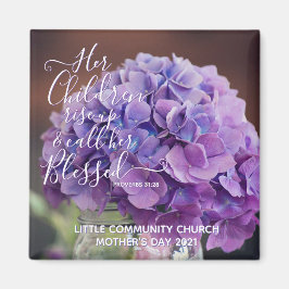 Elegant Hydrangea Christian Mors dag Verse Magnet