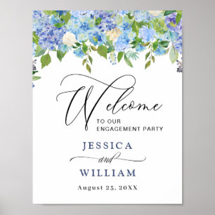 Elegant Hydrangea ENGAGEMENT PARTY Welcome Sign Poster