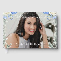 Elegant Hydrangea Foto Begravning Sign In Book