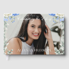 Elegant Hydrangea Foto Begravning Sign In Book Gästböcker