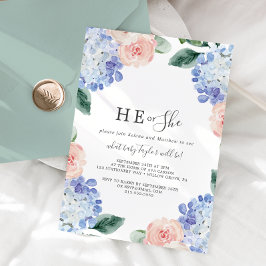 Elegant Hydrangea Han eller hon Gender Reveal Part Inbjudningar