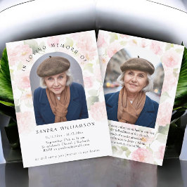 Elegant Hydrangea Memorial Photo Announcement Inbjudningar