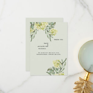Elegant Hydrangea Mint Bröllop Tack Monogram Kort