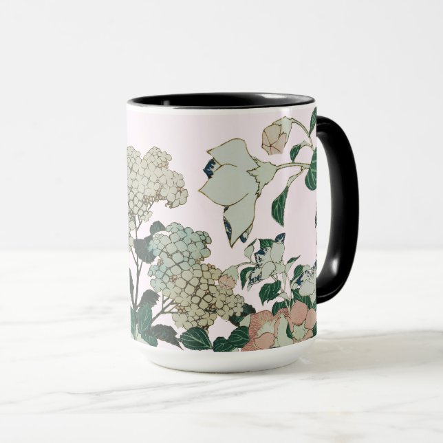 Elegant Hydrangea och botaniskt Bloom Mugg (Framsida höger)