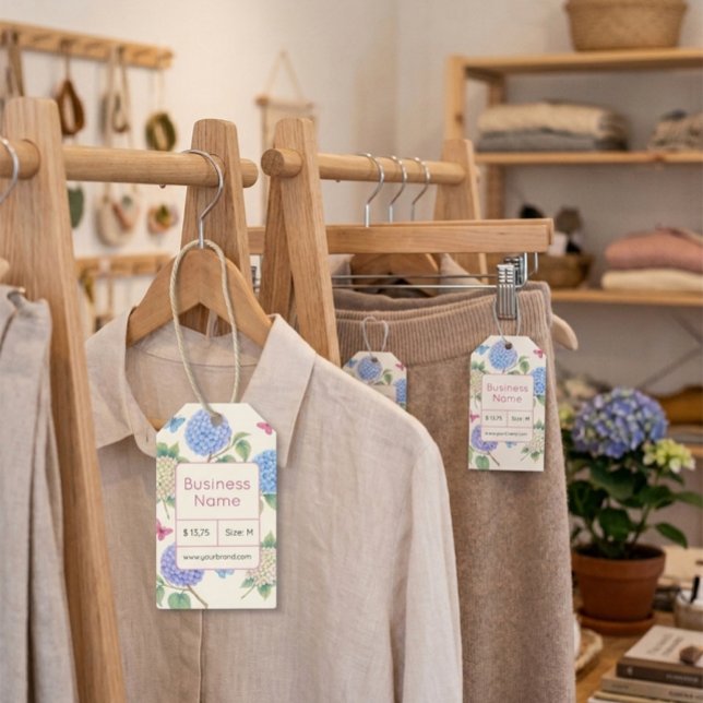 Elegant Hydrangea Pris Märkre med QR-kod Presentetikett (Skapare uppladdad)